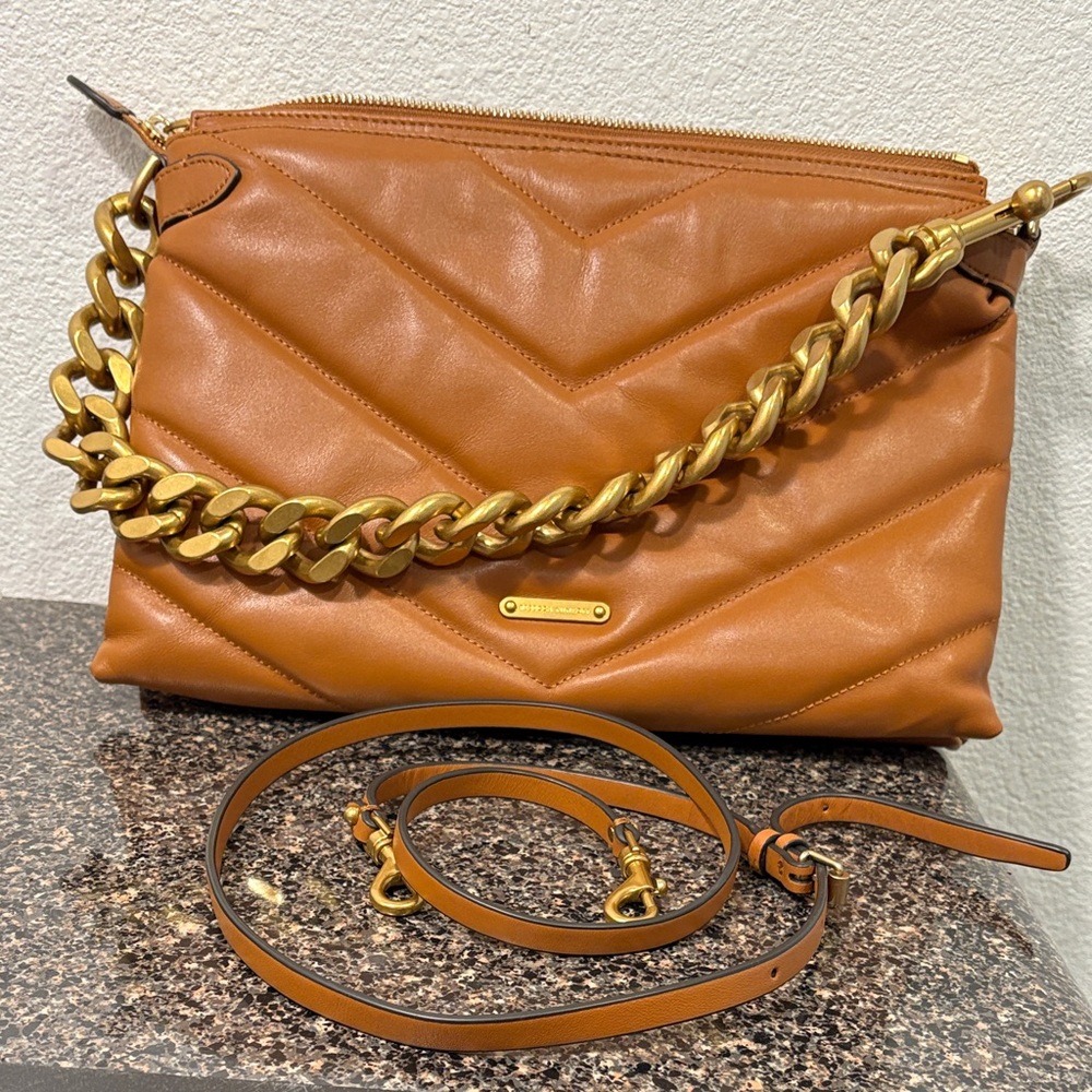 Rebecca Minkoff Brown Crossbody Bag with Gold Chain